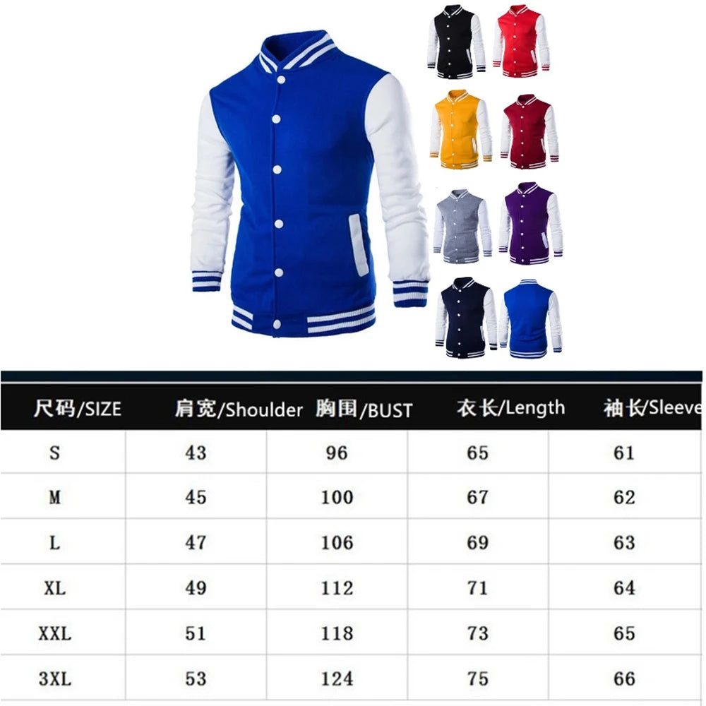 Hoodies Men/Boy Baseball Jacket Men Fashion Design Wine Red Mens Slim Fit College Varsity Jacket Men Harajuku Sweatshirt