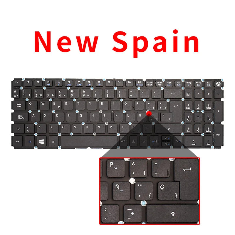 "RU/US/SP/BR Laptop Keyboard FOR Acer Aspire E5-573 E5-573T E5-573TG E5-573G E5-722 E15 E5-582P 507H 56AV 507H 54G6 F5-572 "