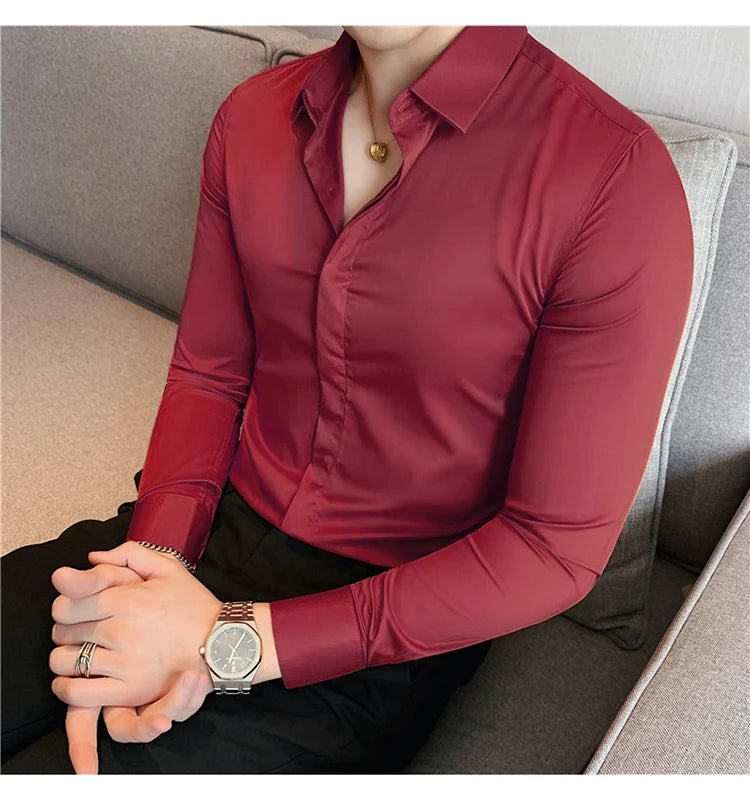 Chemise ML Homme Slim Uni Luxe