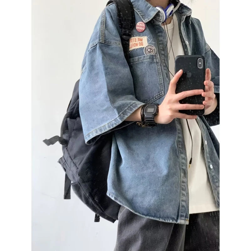 Ensemble Denim Harajuku Chemise Jean Retro