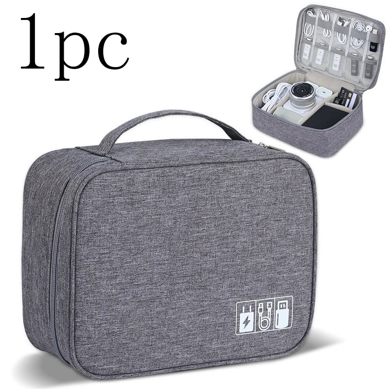 1/Ppcs Electronic Product Storage Bag Waterproof Electronic Storage Bag Portable USB Data Cable Charger Plug Storage Bag