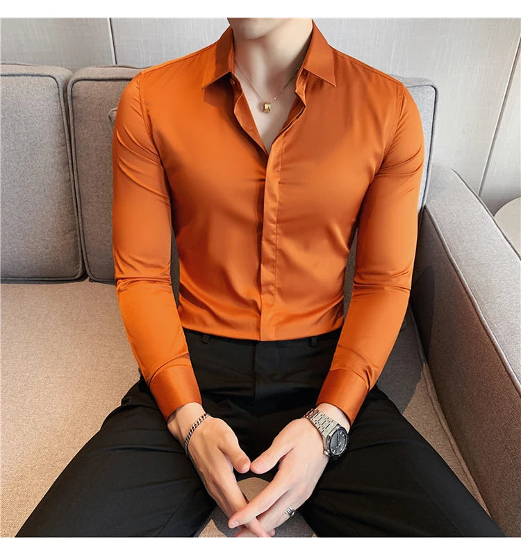 Chemise ML Homme Slim Uni Luxe
