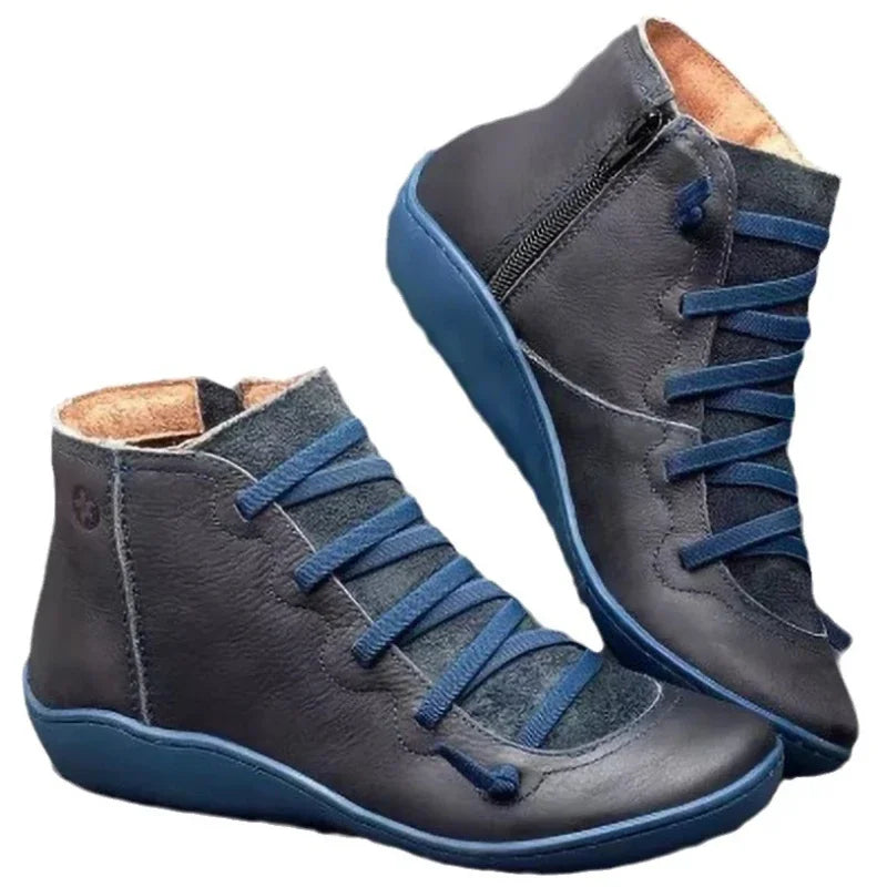 2025 for Women Lace Up Boots Snow Boots Woman Short Vintage Boots Mujer Botas Non-slip Shoes Socofy Chaussures Femmes