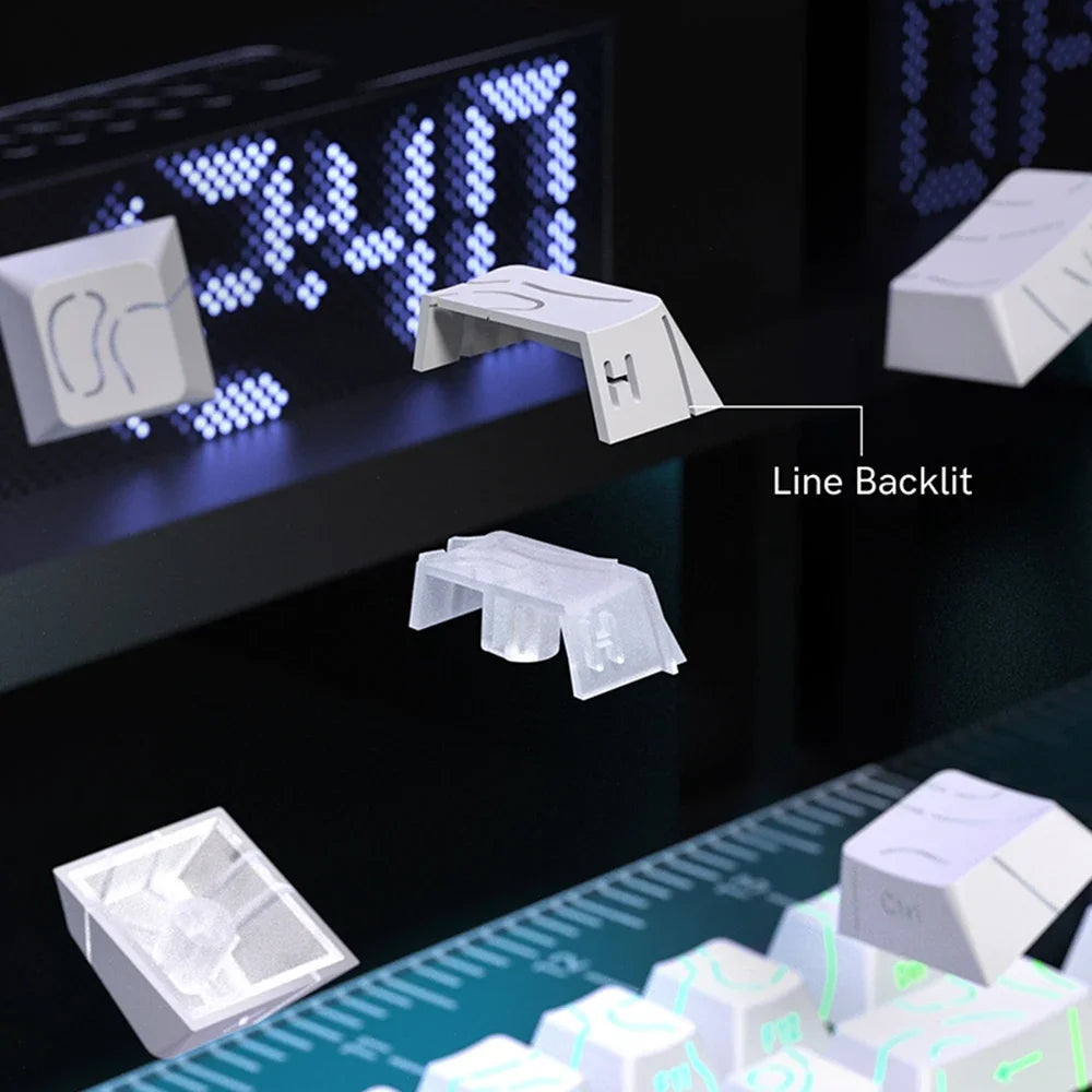 Set de Touches PBT "Neon Glow" - Gravure Latérale