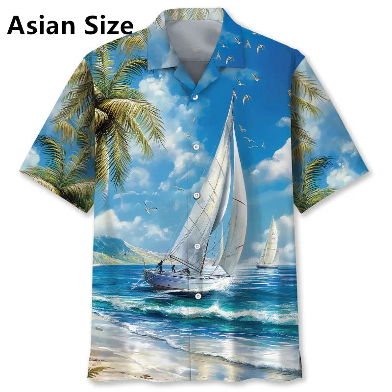 Chemise MC Hawaiian Voilier Floral