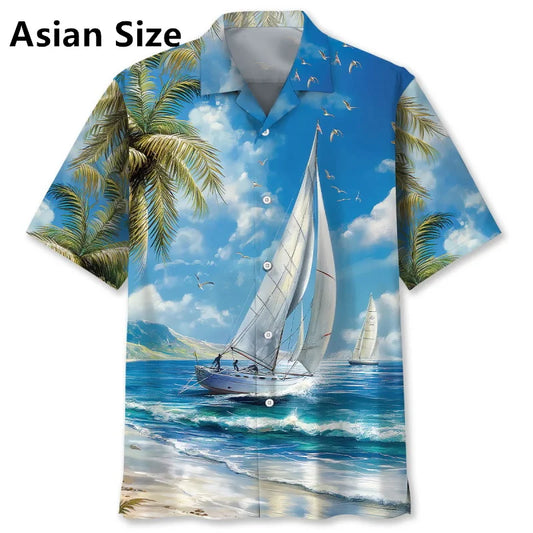 Chemise MC Hawaiian Voilier Floral