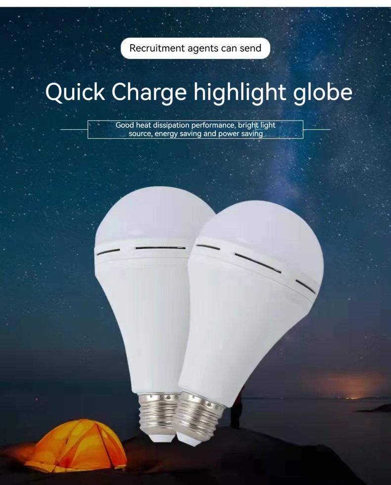 7W 9W 12W 15W LED Emergency Light Bulb Rechargeable Energy Saving Lamp for Home Power Outage Backup Portable Handheld Light