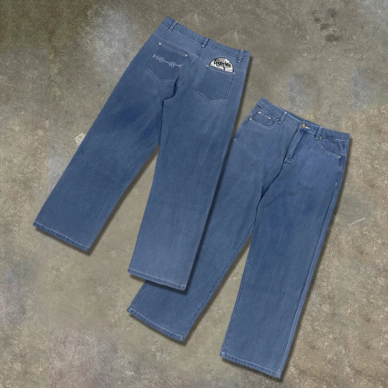 Pantalon Streetwear Brodé Couple Automne