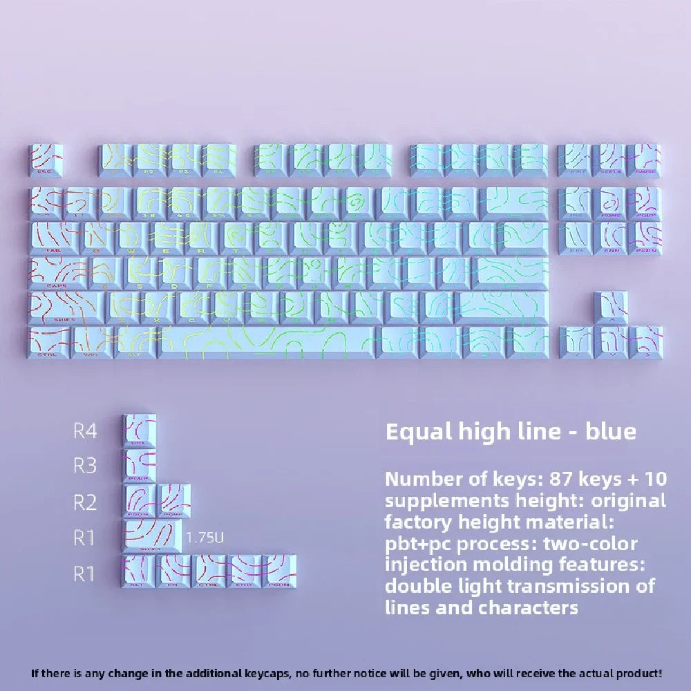 Red Contour Side Printed Shine Through Keycaps Cherry Profile Double Shot PBT Keycap for Gateron MX Switches Mechanical Keyboard