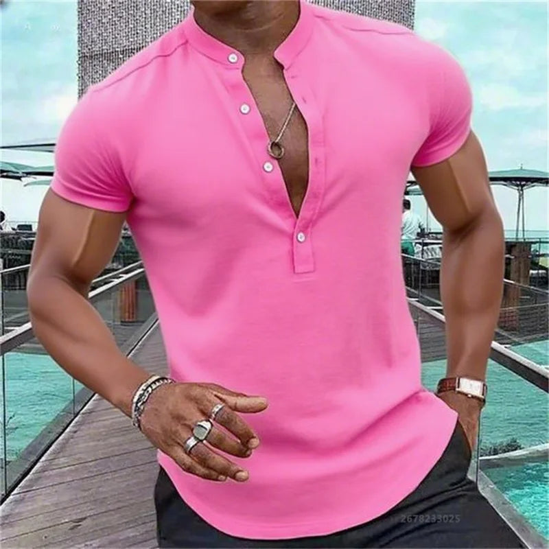 Chemise MC Hawaiian Uni Col Montant