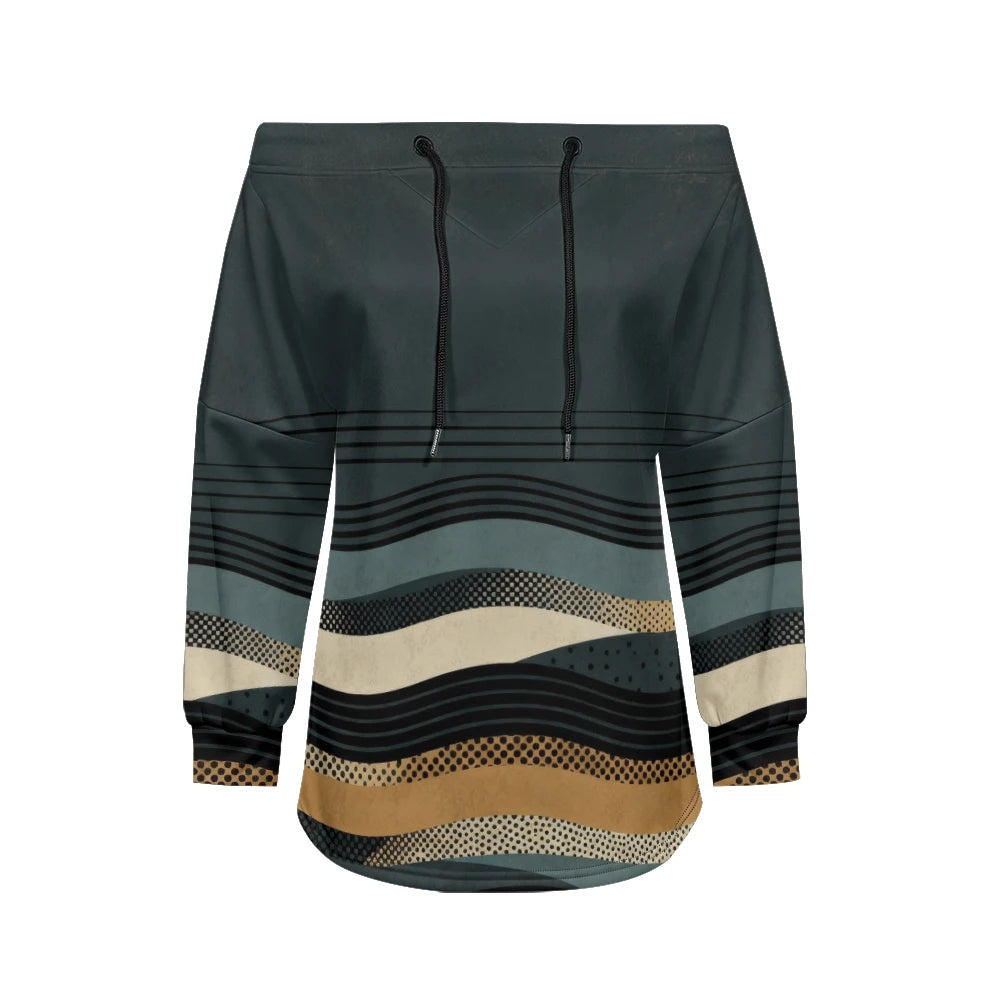 Sweat Off-Shoulder - Motifs Rayures & Pois