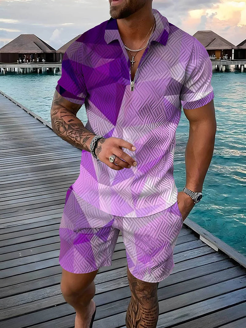Ensemble Polo 3D Geometrique Short