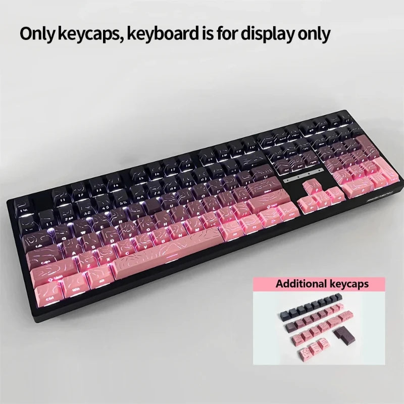 98 Key White Topographic 4.0 PBT Keycaps Double Shot Side Print Shine Through Backlit key caps For MX Gamer Mechanical Keyboard