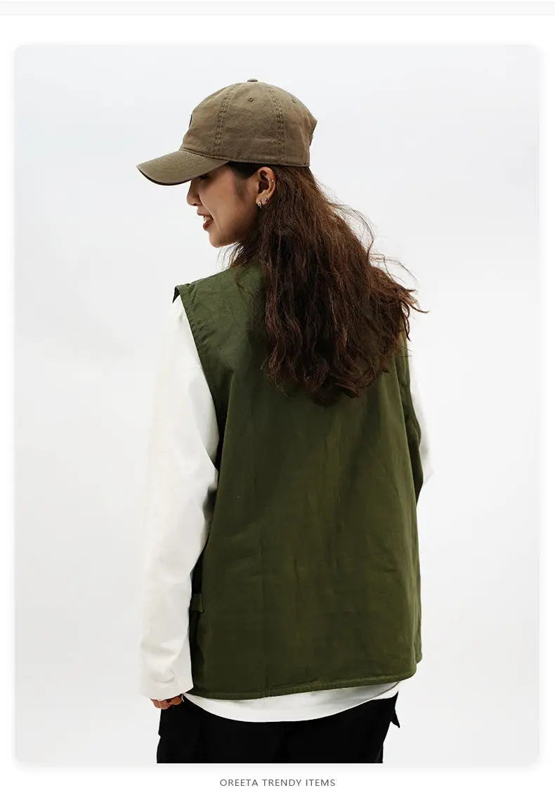 Techwear Vests Women Vintage Spring Autumn Coat Designed Couples All-match Sleeveless Outwear Japanese Harajuku Aesthetic Ins