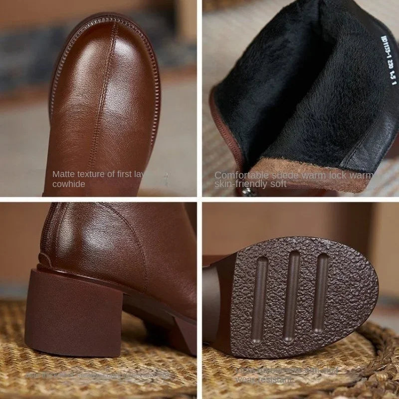 Women's Shoes Chelsea Boots Woman Winter 2025 Cute Trend Elastic Half Promotion Genuine Leather On Offer With High Quality New