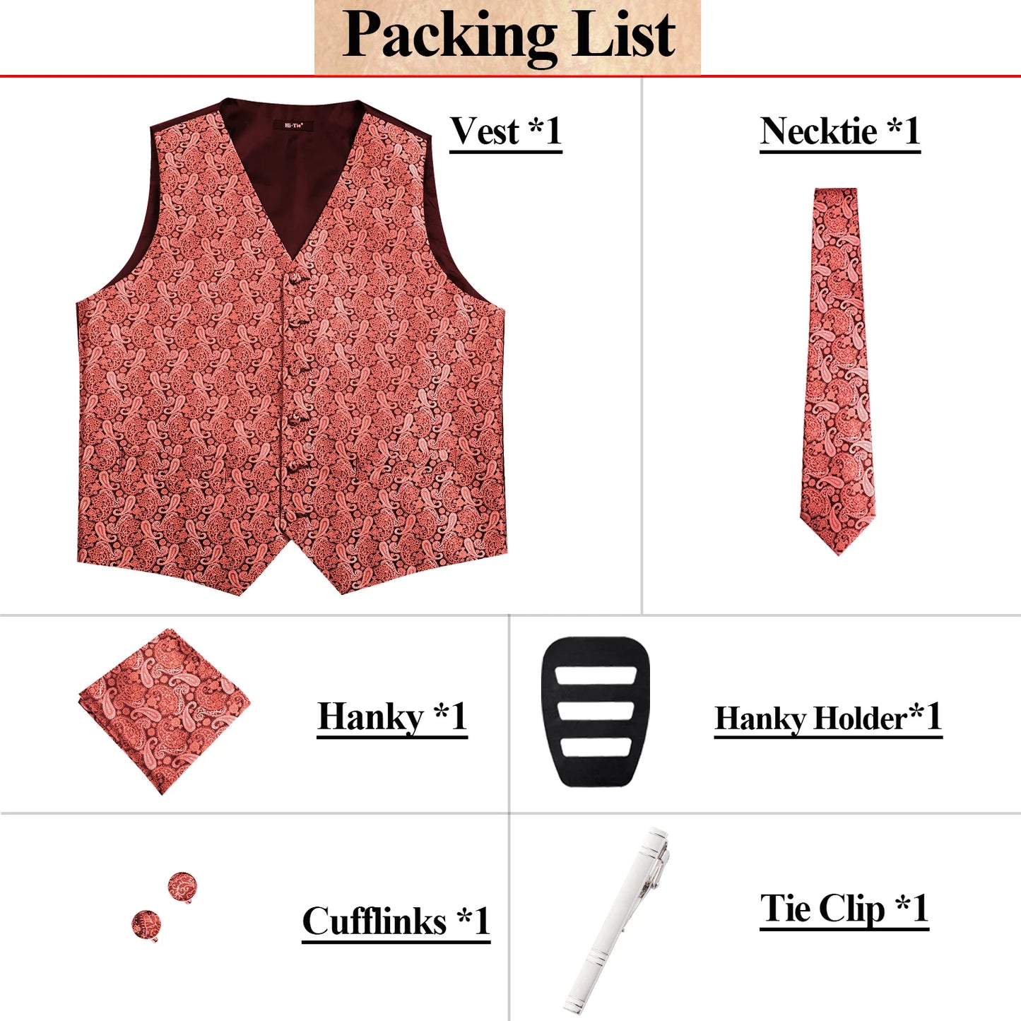 Gilet Cravate Hi-Tie Soie 4 Pieces
