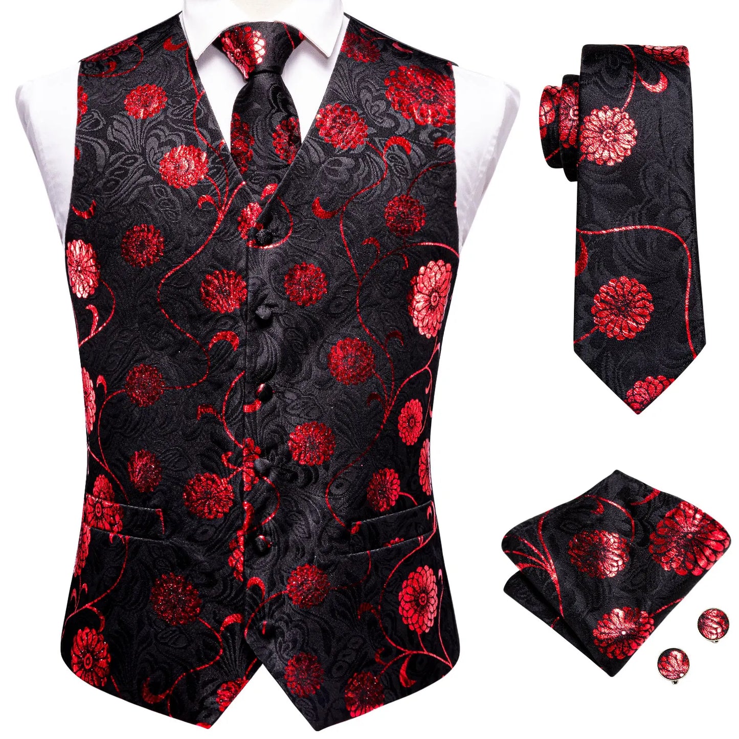 Gilet Cravate Hi-Tie Soie 4 Pieces