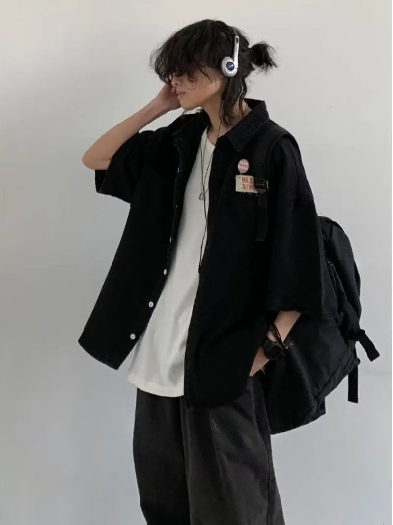 Ensemble Denim Harajuku Chemise Jean Retro
