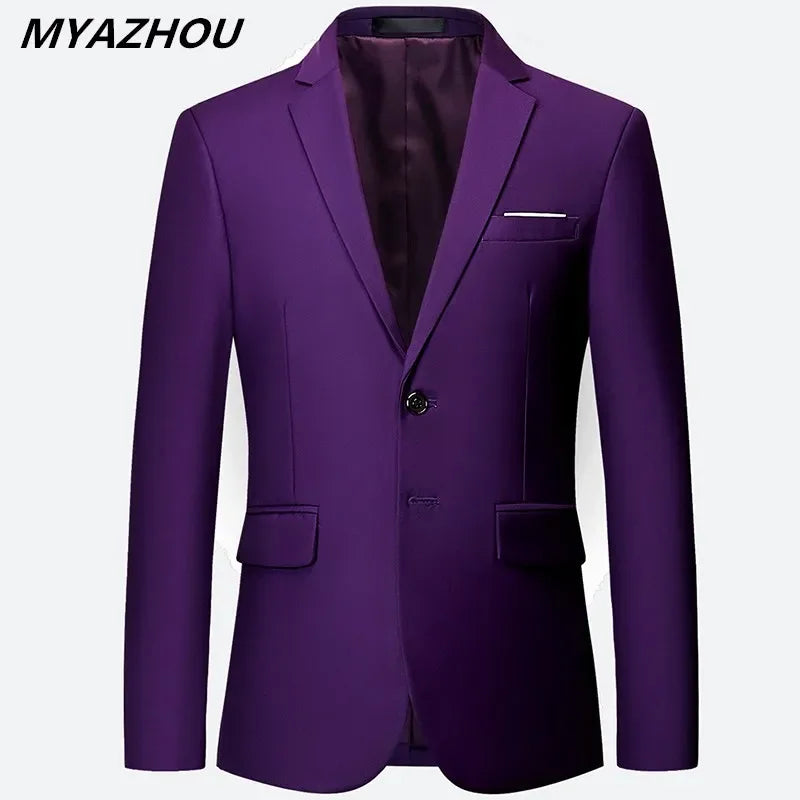 Blazer Homme Uni Mariage Casual Luxe