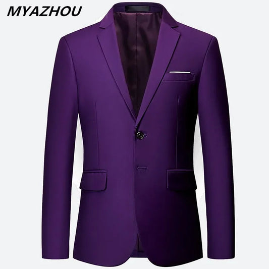 Blazer Homme Uni Mariage Casual Luxe