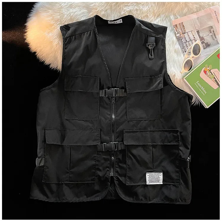 Techwear Vests Women Vintage Spring Autumn Coat Designed Couples All-match Sleeveless Outwear Japanese Harajuku Aesthetic Ins