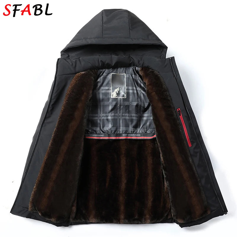 Parka Homme Chaude Capuche Poches Hiver