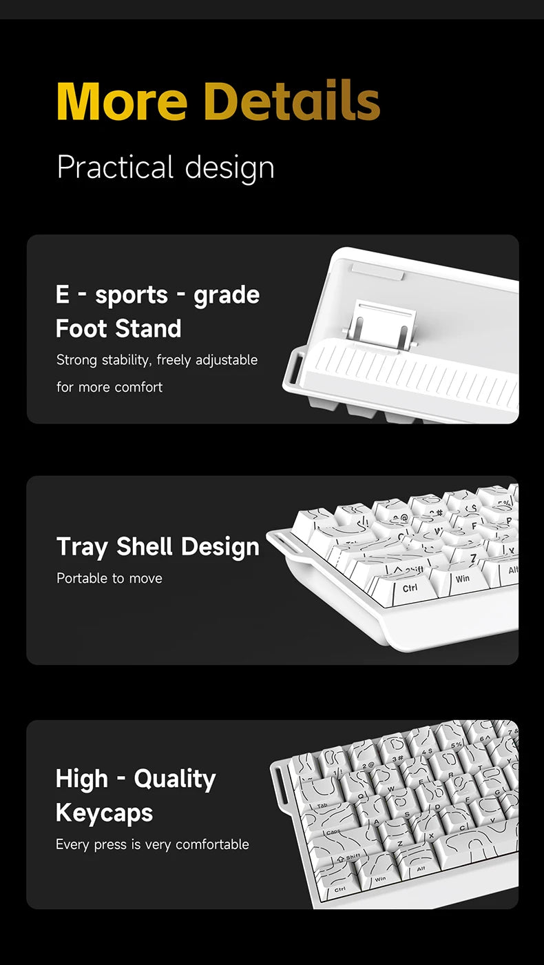 AJAZZ NK68V2 Single-Mode Wired Mechanical Keyboard Portable Gaming Keyboard RGB Hot-Swappable PC Lightweight Mechanical Keyboard