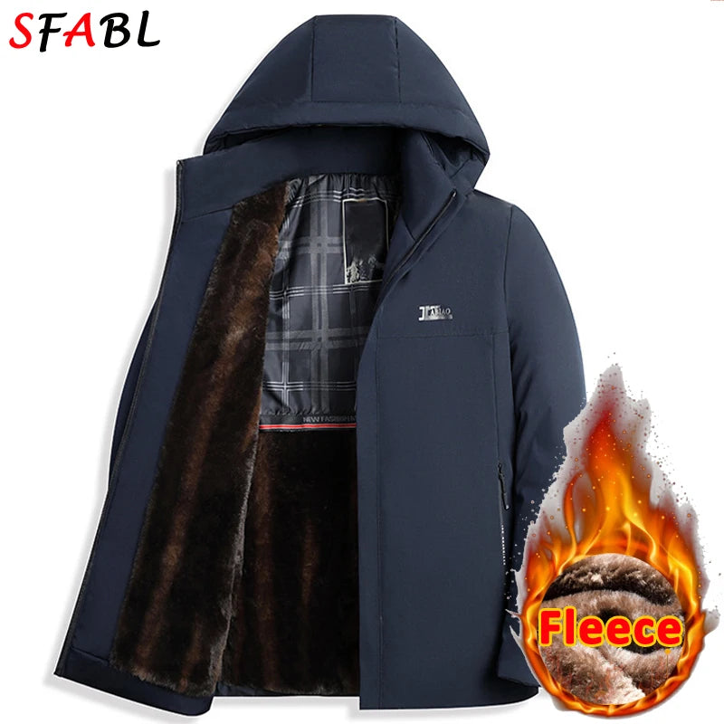 Parka Homme Chaude Capuche Poches Hiver