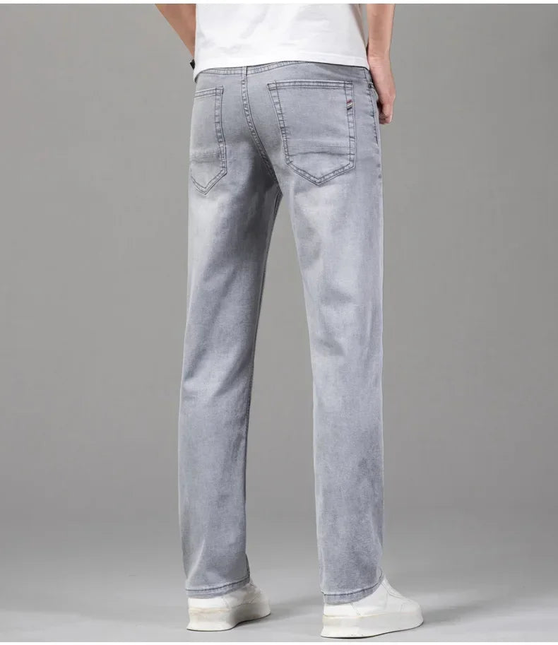 Jean Homme Leger Coton Stretch Gris Clair