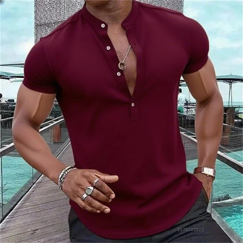 Chemise MC Hawaiian Uni Col Montant