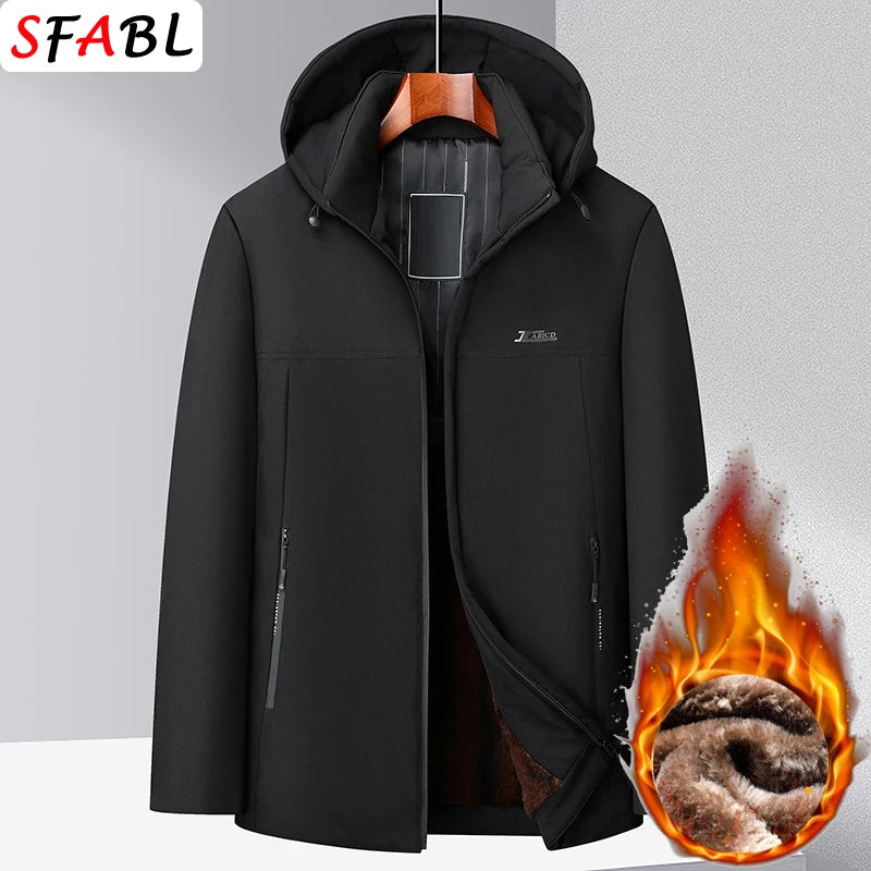 Parka Homme Chaude Capuche Poches Hiver