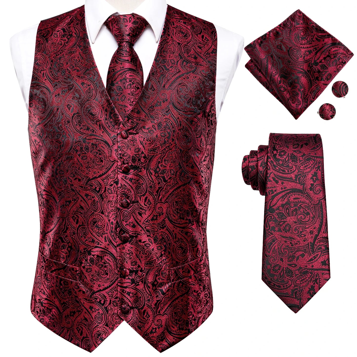 Gilet Cravate Hi-Tie Soie 4 Pieces