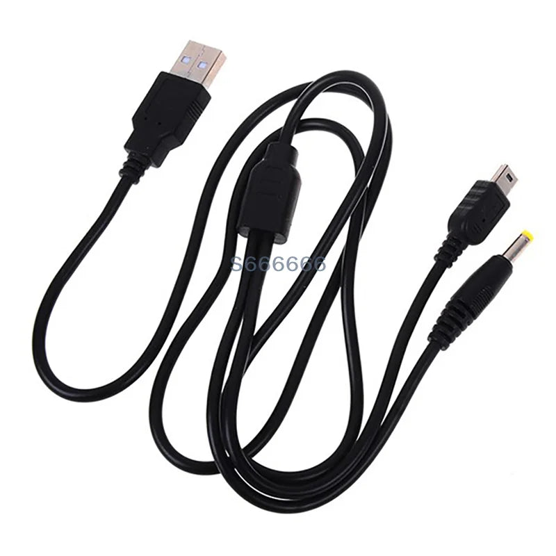 PSP 1000 2000 3000 Portable Game Accessory 1Pc 2 in 1 USB 2.0 Data Cable Charger Lead
