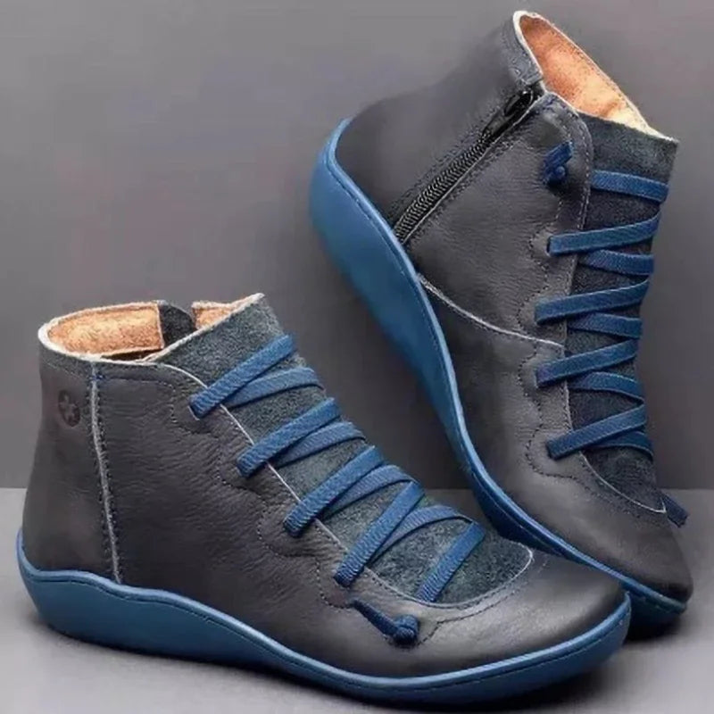 2025 for Women Lace Up Boots Snow Boots Woman Short Vintage Boots Mujer Botas Non-slip Shoes Socofy Chaussures Femmes