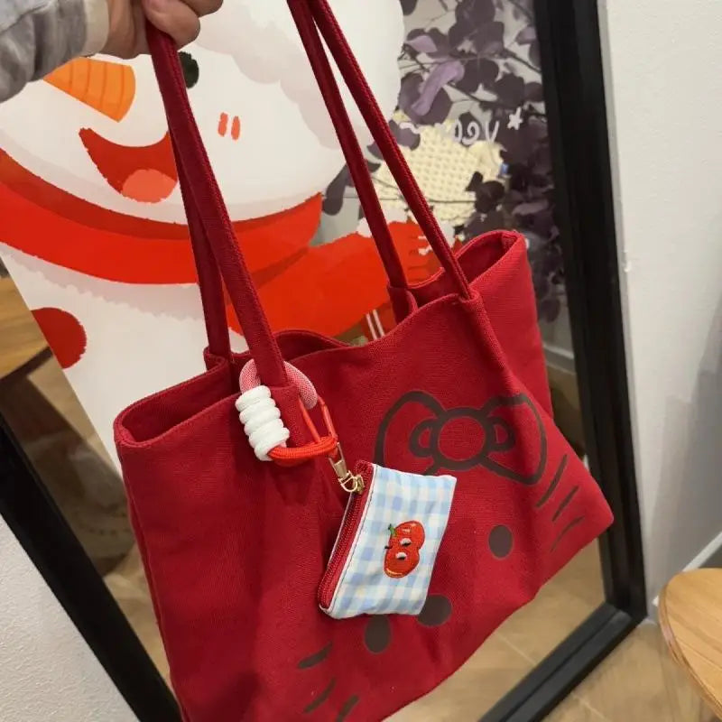 Sac Hello Kitty Toile Rouge Grande Capacité