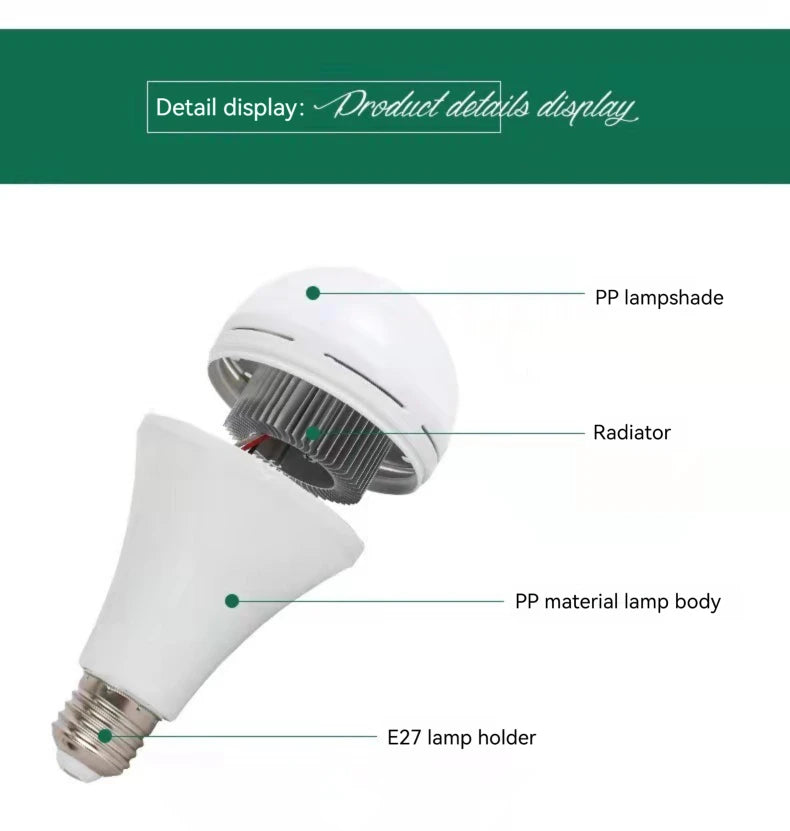 7W 9W 12W 15W LED Emergency Light Bulb Rechargeable Energy Saving Lamp for Home Power Outage Backup Portable Handheld Light