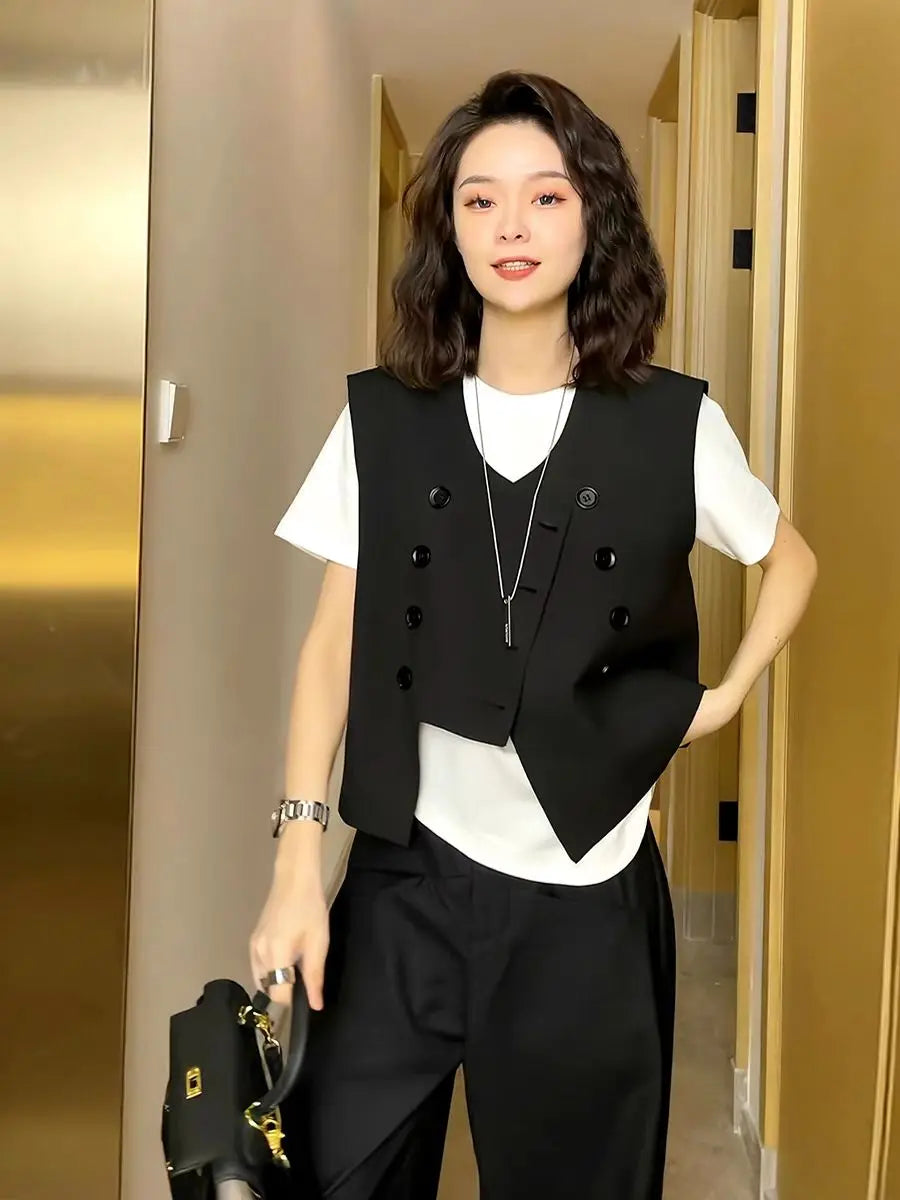 Vests Women Spring Simple Design Elegant Tender All-match Daily British Style Classic Creativity Stylish V-neck Y2k Outwear Cozy
