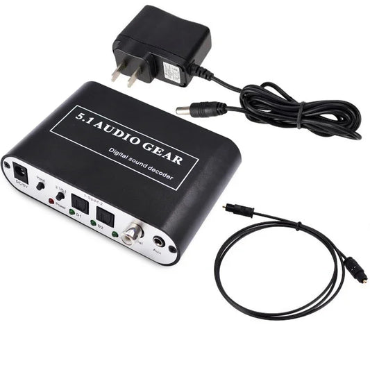 5.1 Audio Decoder Digital Sound DTS/AC3/PCM Optical to Stereo Surround Digital to Analog Converter HD 2 SPDIF 3.5 AUX Coaxial