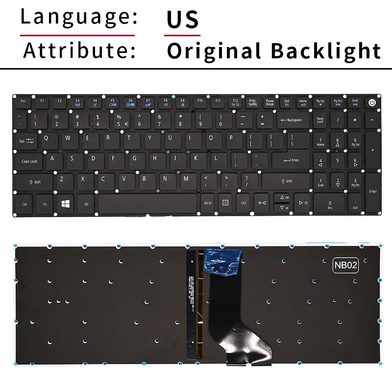 "RU/US/SP/BR Laptop Keyboard FOR Acer Aspire E5-573 E5-573T E5-573TG E5-573G E5-722 E15 E5-582P 507H 56AV 507H 54G6 F5-572 "