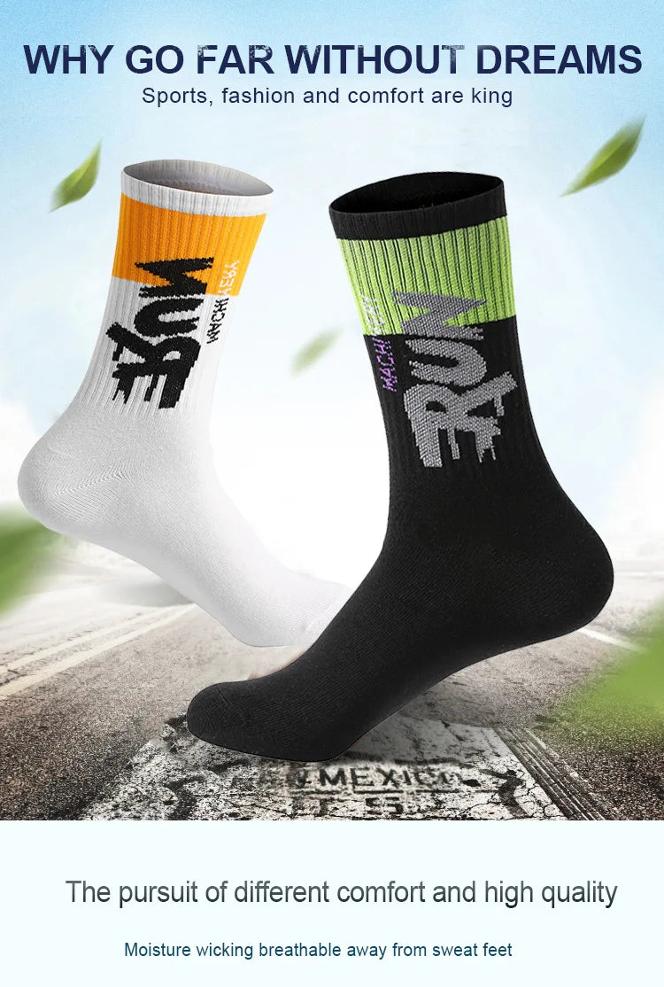 Sport Socks Breathable Sweat-absorbing Running Basketball Socks Quick Dry Outdoor Sport Trend Mid Calf Cycling Socks