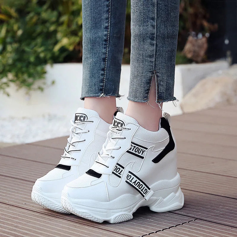 Hot Sales Trendy Shoes Women High Top Sneakers Women Platform Ankle Boots Basket Femme Chaussures Femmes Height Increase Sneaker