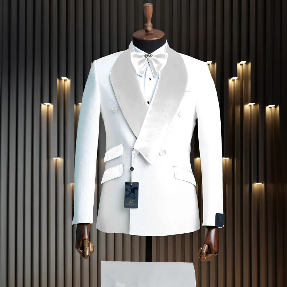 Costume Velours 2 Pieces Mariage Blanc