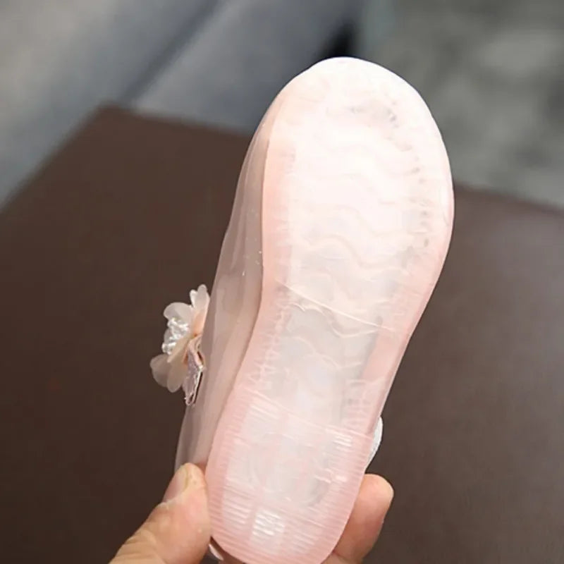 Chaussures princesse douces pour filles, semelle souple, antidérapantes, en cuir, plates, décontractées