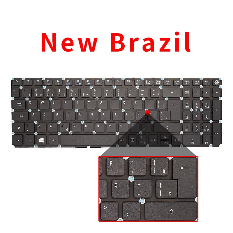 "RU/US/SP/BR Laptop Keyboard FOR Acer Aspire E5-573 E5-573T E5-573TG E5-573G E5-722 E15 E5-582P 507H 56AV 507H 54G6 F5-572 "