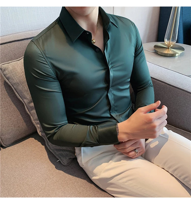 Chemise ML Homme Slim Uni Luxe