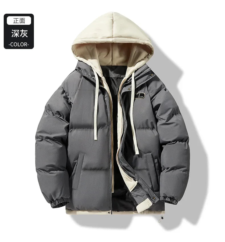 Manteau Faux 2 Pieces Homme Hiver Hood