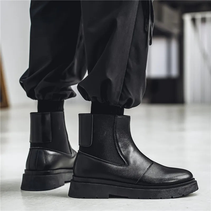 2025 Spring New Chelsea Men's Boots Platform Elevating Shoes, Men's Anti-slip Wear-resistant Outdoor Boots