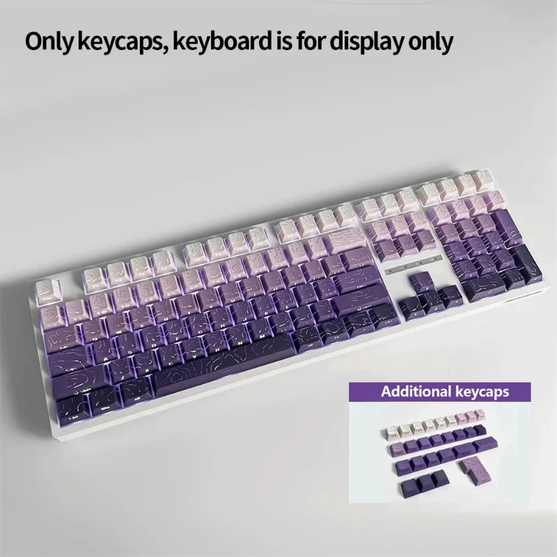 98 Key White Topographic 4.0 PBT Keycaps Double Shot Side Print Shine Through Backlit key caps For MX Gamer Mechanical Keyboard
