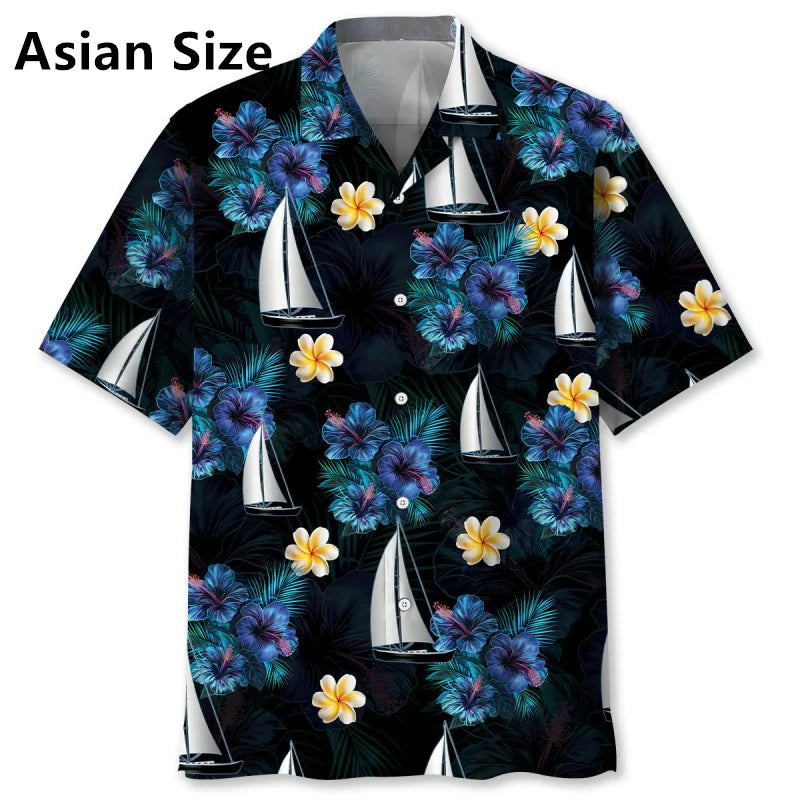 Chemise MC Hawaiian Voilier Floral