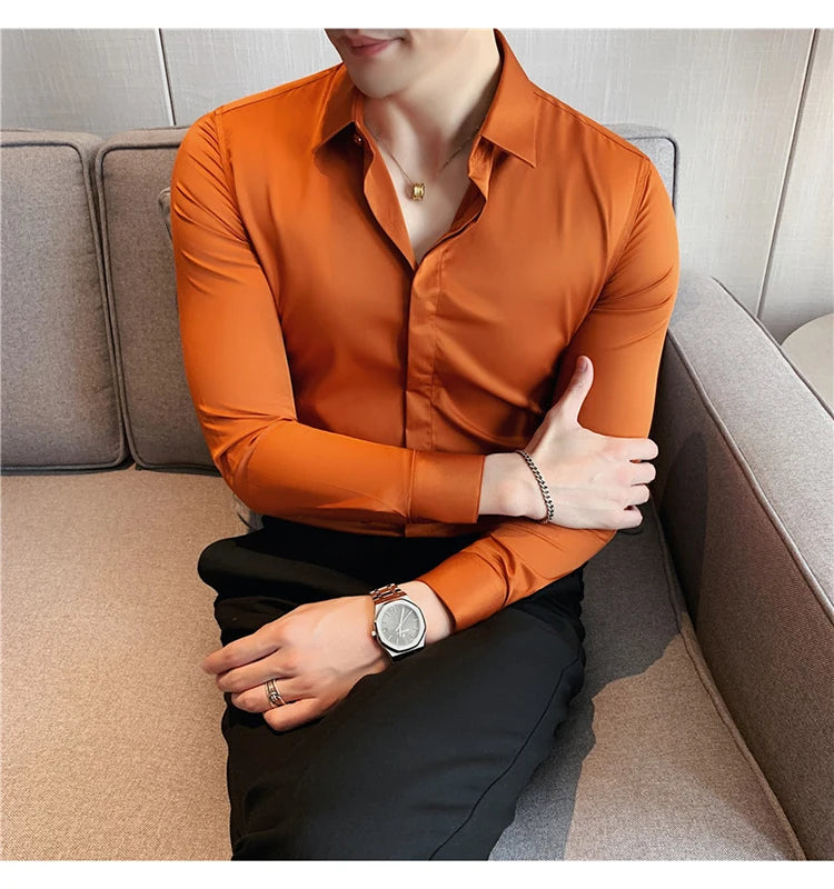 Chemise ML Homme Slim Uni Luxe